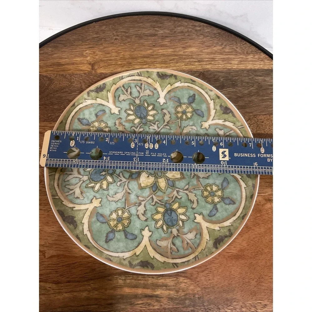 Pottery Barn Plate Floral Medallion Dessert Salad Lunch Blue Green Discontinued